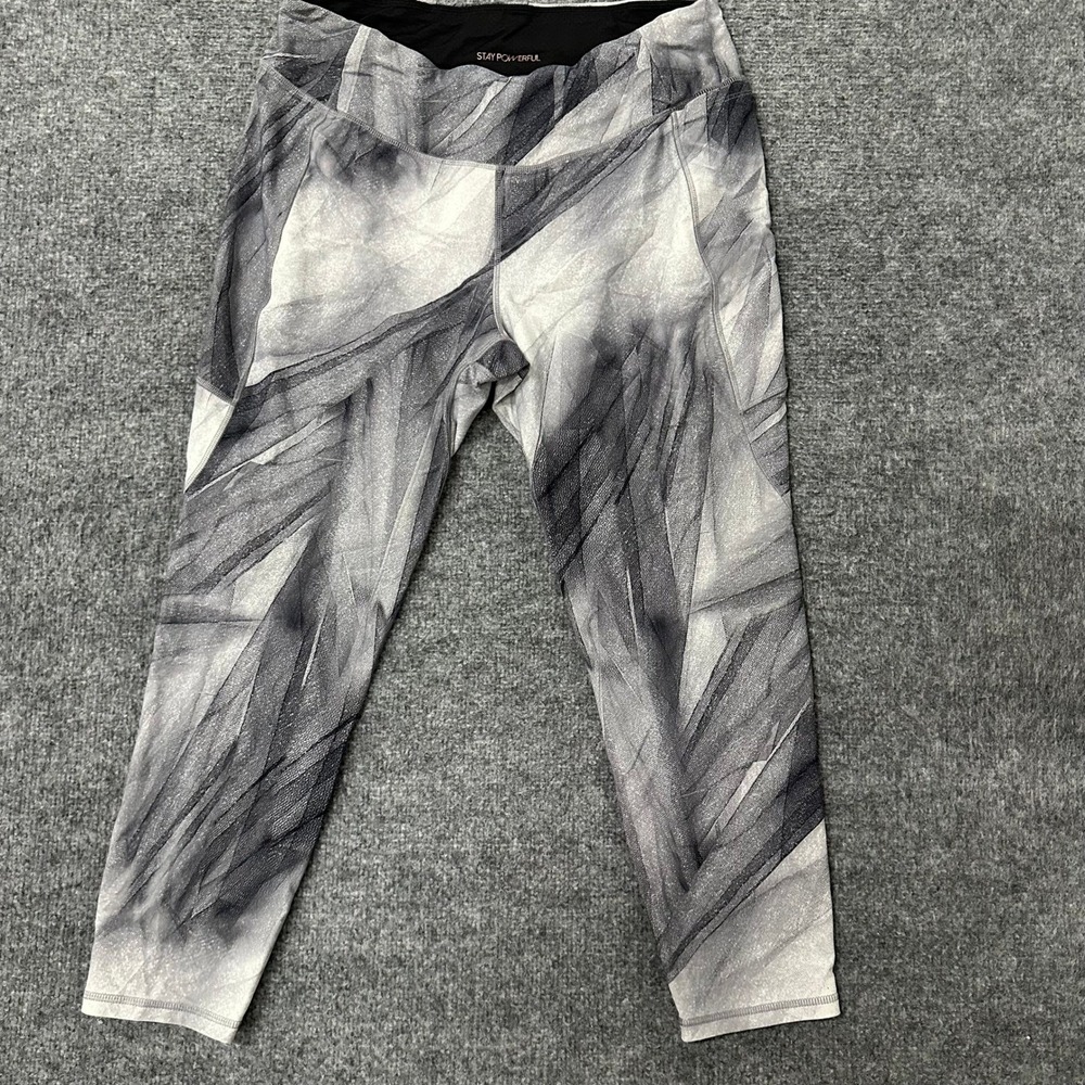 CALIA Leggings Womens Size XL Gray White Abstract Print Cropped Athletic Yoga